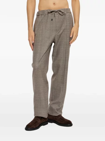 Pantaloni Etro în carouri cu cordon maro