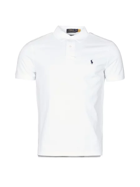 Mrežasta polo majica Polo Ralph Lauren s vezom bijela