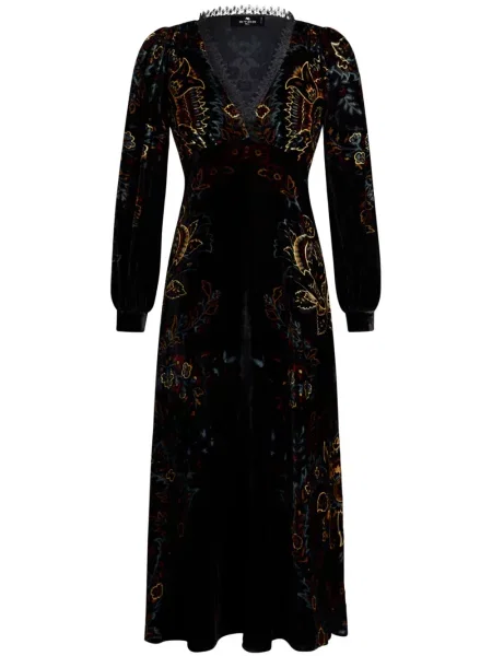 Rochie midi Etro cu imagine cu decolteu în V cu model paisley negru
