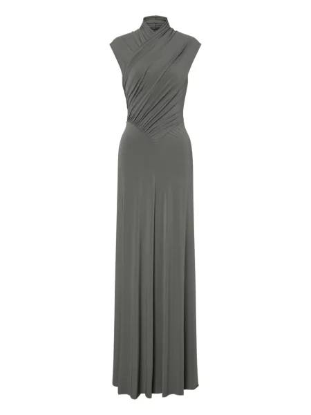 Rochie maxi Alberta Ferretti lungă de costum stretch gri