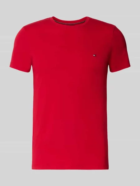 T-shirt o kroju slim fit z mieszanki bawełny Tommy Hilfiger czerwona