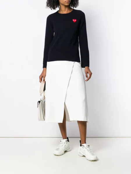 Svetr Comme Des Garçons Play se srdcovým vzorem modrý