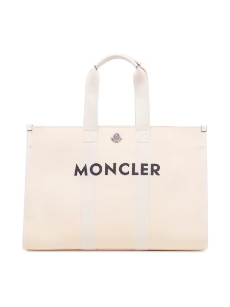 Torba Moncler płócienna z logo beżowa