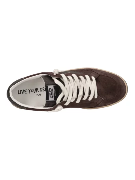 Sneakersy 4b12 skórzane brązowe