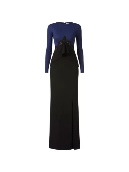 Rochie maxi Christopher Esber cu volane din dantelă negru
