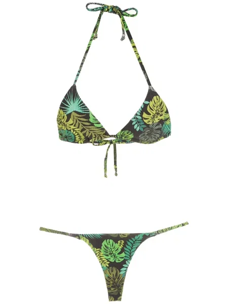 Bikini Amir Slama cu imagine cu imprimeu tropical verde