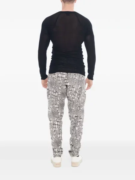 Lung tricou Tessitura cu decolteu în V negru