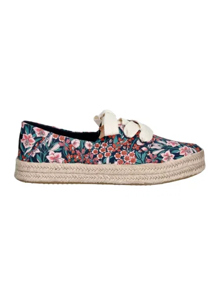 Espadryle Toms sznurowane koronkowe granatowe