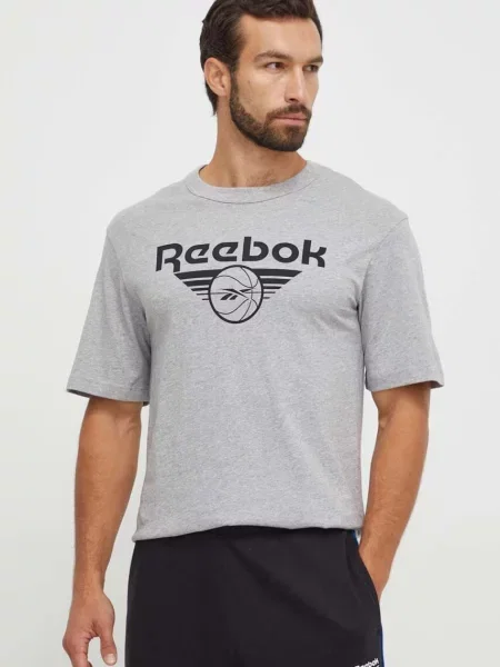 Тениска Reebok Classic Basketball с принт сиво