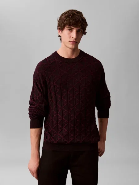 Calvin Klein Jeans sweter z dzianiny Mężczyźni wzorzysty M czarny