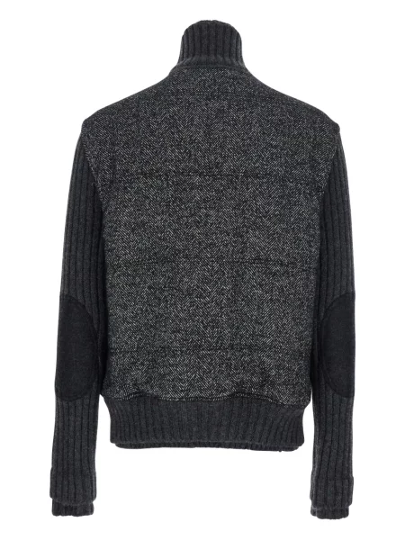 Pletená žebrovaná bomber bunda Dolce & Gabbana se vzorem rybí kosti šedá