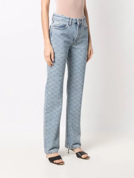 Blugi drepți Off-white cu imagine alb