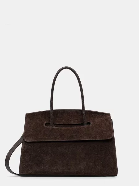 Answear.LAB geanta de mana din piele intoarsa maro