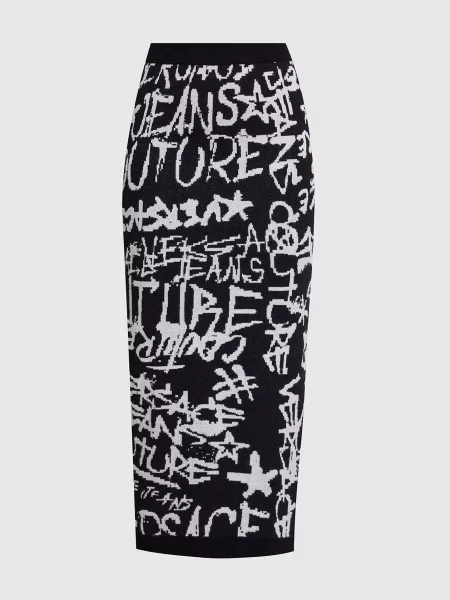 Спідниця-олівець в логотип Logo Brush Couture Versace Jeans Couture чорна