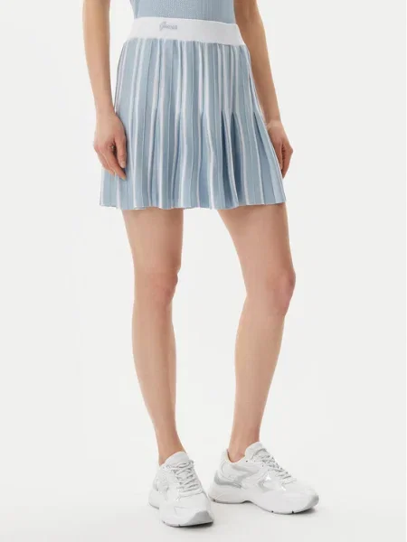Guess Fustă plisată celest albastru