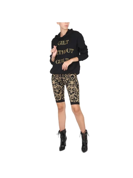 Bluza z kapturem Moschino z kapturem z logo ze sznurkiem czarna