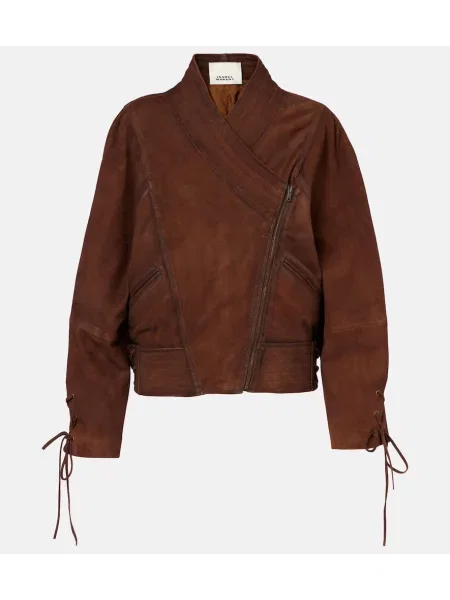 Geacă Isabel Marant din piele de căprioară maro