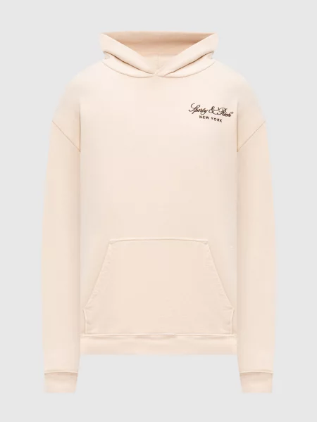 Худі з вишивкою логотипа Sporty & Rich бежеве