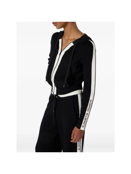 Dzianinowy sweter Elisabetta Franchi z logo czarny