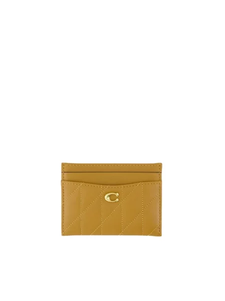 Coach etui na karty skórzane Essential Card Case beżowy brązowy