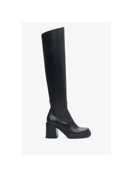 Кожаные ботфорты Estro черные