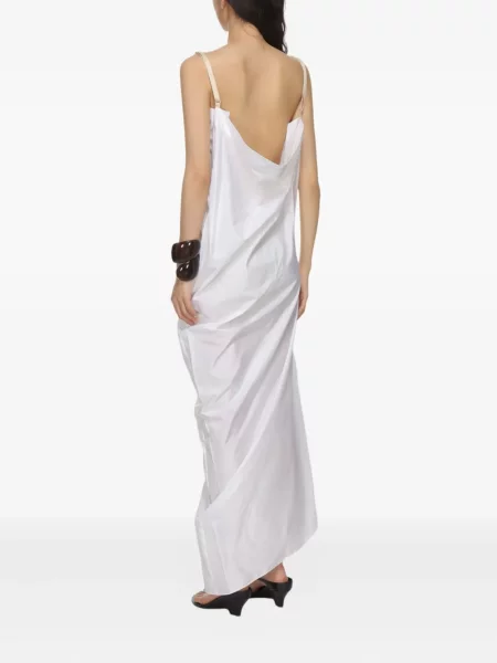 Rochie maxi Carven de mătase asimetrică alb