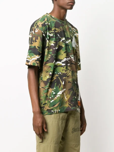 Tricou Heron Preston cu imagine cu model camuflaj verde