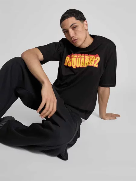 T-shirt z nadrukiem z logo Dsquared2 czarna
