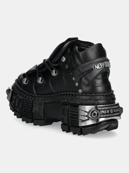 New Rock sneakers din piele Crust Negro Tank Casco Negro Power negru