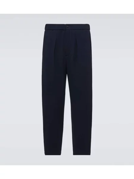 Volneni hlače z ravnimi hlačnicami Giorgio Armani modra
