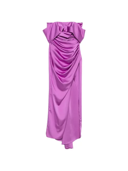 Rochie maxi Alessandro Legora drapată cu umerii deschiși violet