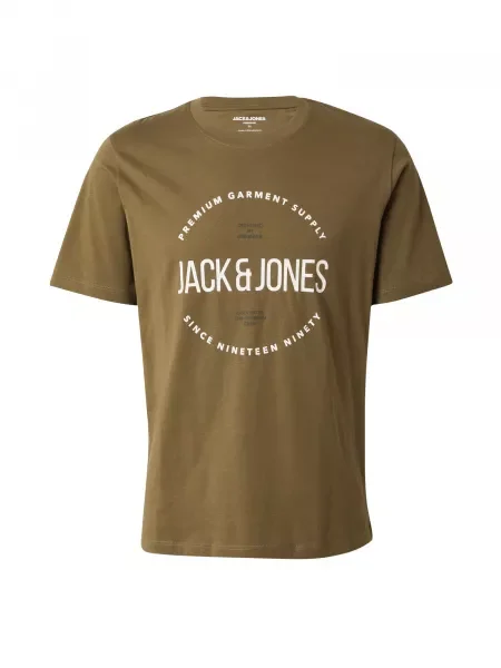 JACK & JONES Tricou JPRBLAASTON oliv / negru alb
