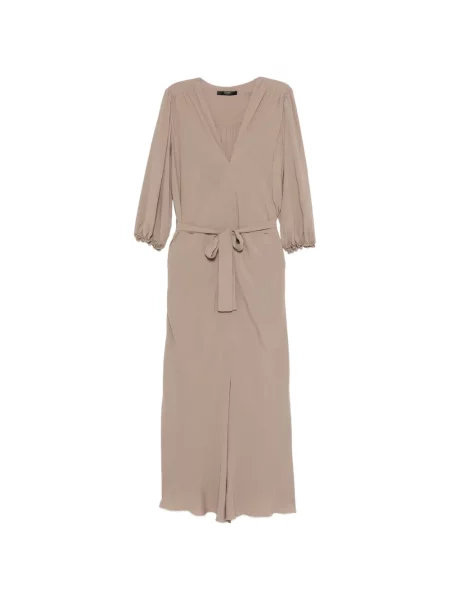 Rochie Seventy cu decolteu în V maro