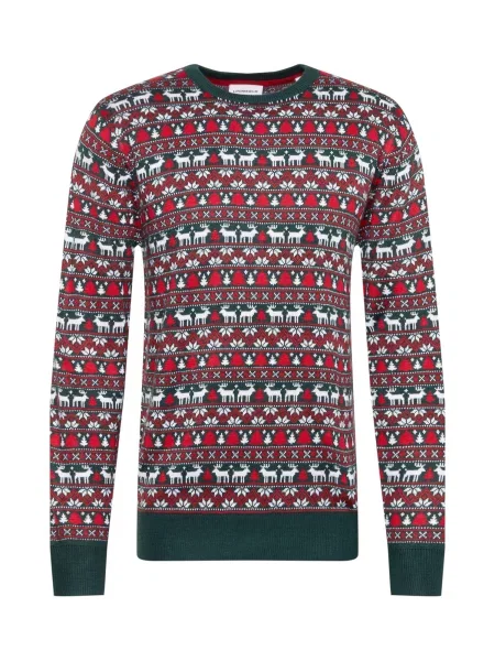 Lindbergh Svetr Christmas tmavě zelená / červená bílá