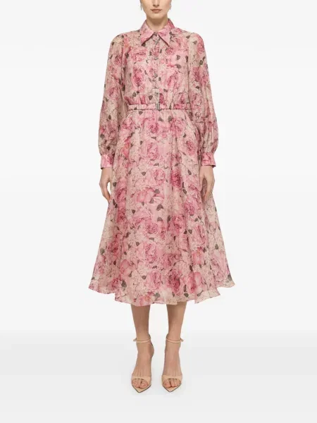 Rochie midi Nissa cu model floral cu imagine roz