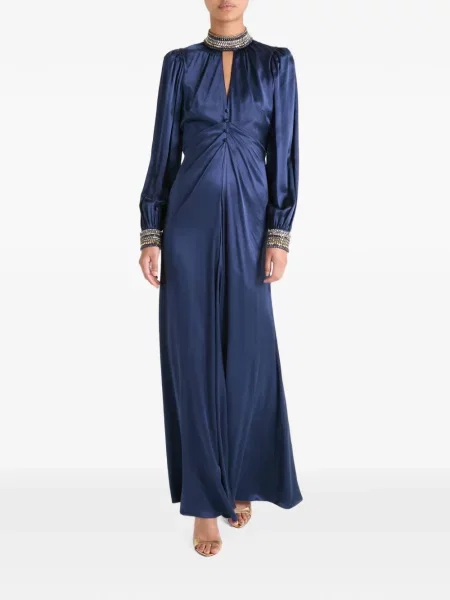 Rochie maxi Temperley London de mătase albastru