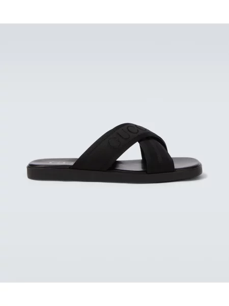 Sandale Gucci din jacard cu autograf negru