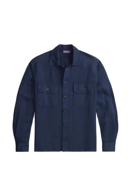 Cămașă Ralph Lauren Purple Label cu model herringbone albastru