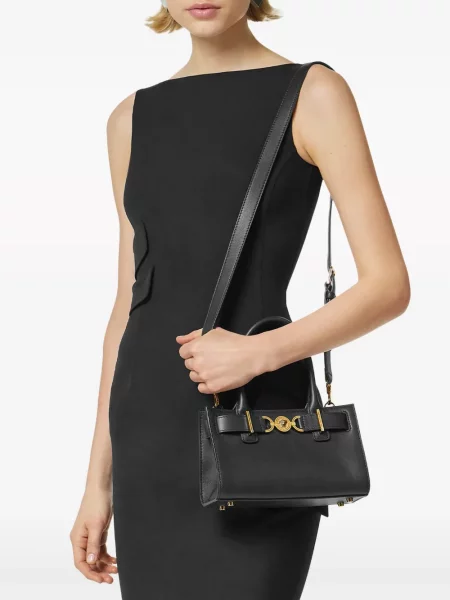 Iš natūralios odos odinė rankinė Versace juoda