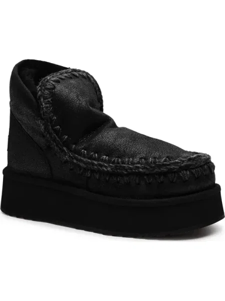 MOU Bocanci Mini Eskimo Platform | lână | piele întoarsă negru