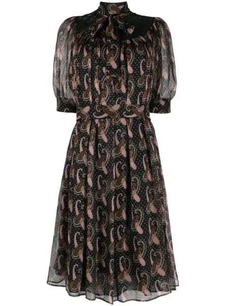 Rochie Etro de mătase cu imagine cu model paisley negru