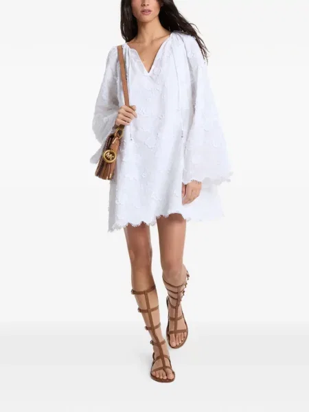 Rochie florală Michael Kors cu model floral cu decolteu în V de costum alb