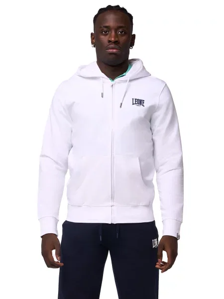 Bluza z kapturem zapinana na z małym logo biała