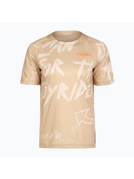 Дамска тениска за колоездене Endura Singletrack Print W sand бежово