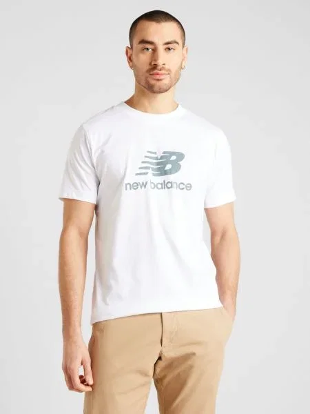 Tricou sport New Balance cu autograf alb
