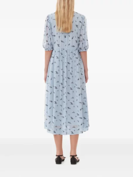 Rochie Ganni cu model floral de costum albastru