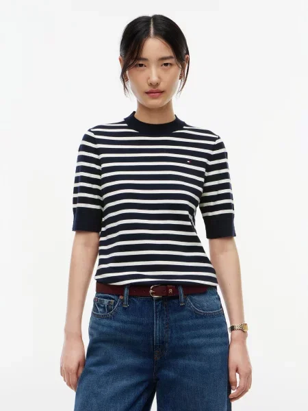 TOMMY HILFIGER Sveter námornícka modrá biela