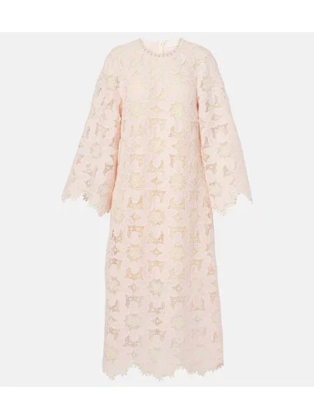 Rochie midi Zimmermann din dantelă până la genunchi de costum roz