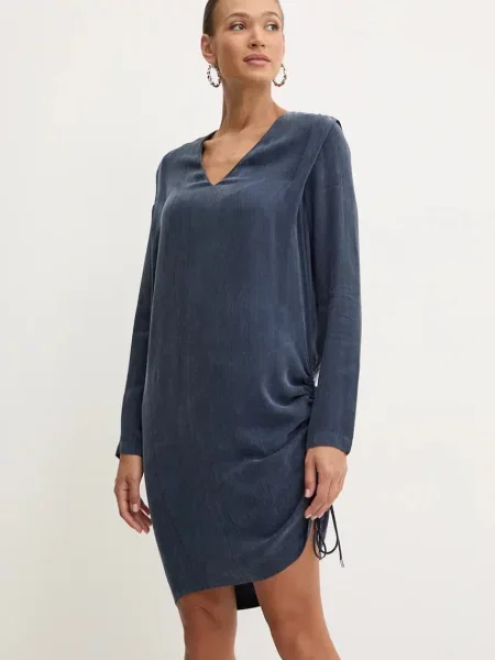 Boss Orange rochie marin mini drept albastru