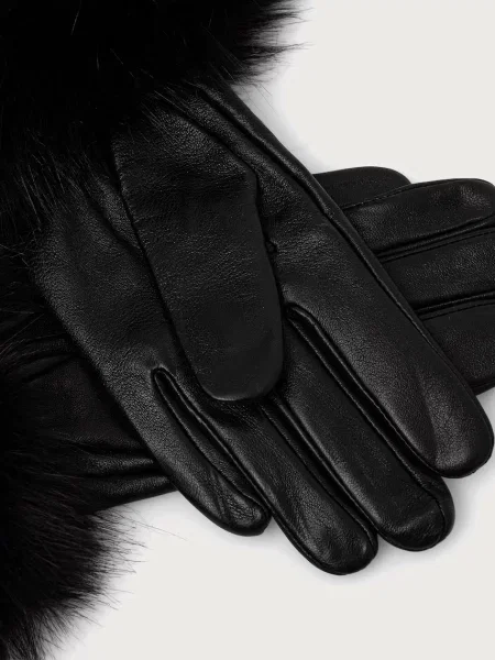 Le Privé ръкавици дамски от кожа BIJOU GLOVES NOIR черно